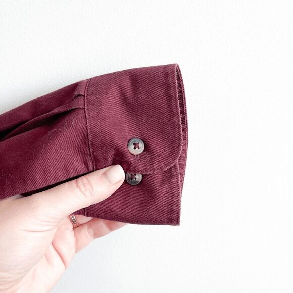 Wrangler Mens Button Down Shirt Western Cotton Long Sleeve Burgundy 3XL - Picture 3 of 7